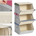thumbnail image 4 of SONGMICS Caja Almacenaje Tela Infantil, Caja Organizadora Plegable, Juego de 3, Apilables con Asas, Tapa Magnética, para Habitación de Niños, Conejo Gato León, Rosa, Azul, Verde y Gris, 4 of 5