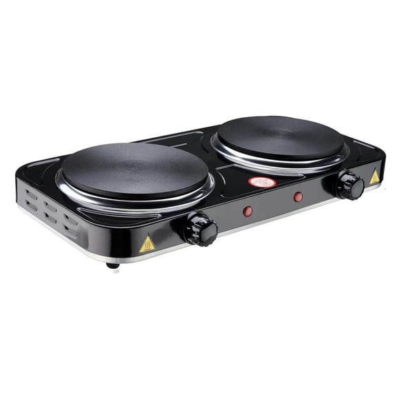 Electric Hot Plate, 2200W Countertop Burner,Cast Iron 2 Burners ,Portable Electric Stove, Portable Double Burners for Cooking,Easy to Clean, Black.