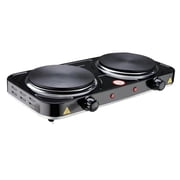 Electric Hot Plate, 2200W Countertop Burner,Cast Iron 2 Burners ,Portable Electric Stove, Portable Double Burners for Cooking,Easy to Clean, Black.