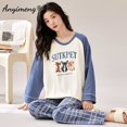 thumbnail image 4 of Ropa de dormir con estampado de cachorro para mujer, jersey de manga larga, Pijamas de ocio, conjunto de Pijamas Krean informal para otoño e invierno, 4 of 5