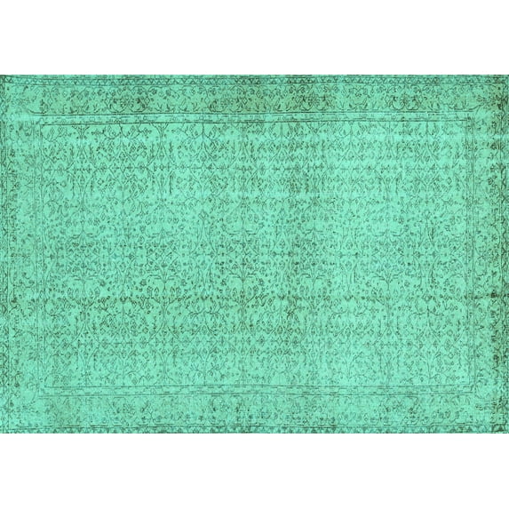 Ahgly Company Machine Washable Indoor Rectangle Abstract Turquoise Blue Contemporary Area Rugs, 7' x 10'