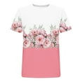 thumbnail image 4 of Aloohaidyvio T Shirts for Women $5,Womens Summer Fashion Flower Print Round Neck Short Sleeve T-Shirt Tops, 4 of 5