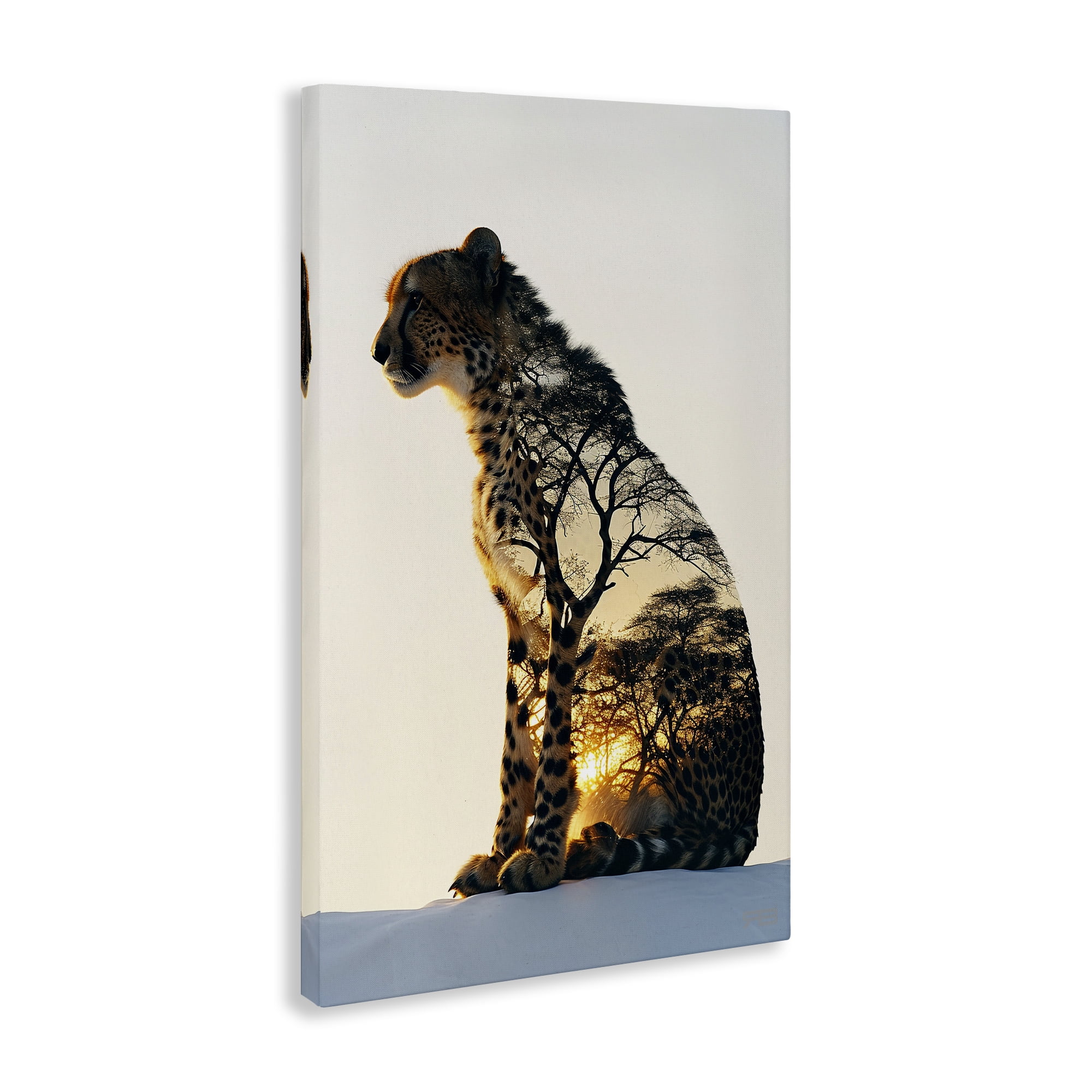 Stupell Industries Leopard with Silhouette Animals & Insects Painting Gallery Wrapped Canvas Art Print Wall Art, 16 x 24