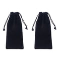 thumbnail image 2 of 2Pcs Black Cloth Watch Storage Bag Jewelry Pouches Drawstring Bags, 2 of 5