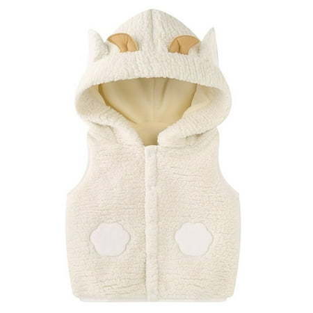 

Baby Boys Girls Cute Fleece Gilets Sleeveless Warm Hooded Jacke Coat Toddler Kids Newborn Baby Lightweight Vest Solid Color Waistcoat Vest Hooded Outdoor Windproof Coat Outerwear 6Months-3Years