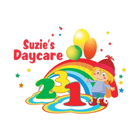 Personalized Name Day Care Wall Decal Kid with the Rainbow Learning with Stars Custom Name Bedroom Wall Decal for boys and girls Rainbow Themed Kids Room Décor - Size: 20 In x 16 In