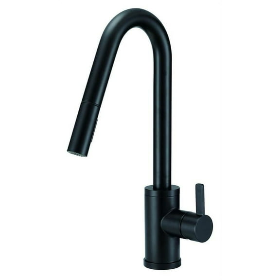 Danze D457230BS Amalfi Single Handle Pull-Down Kitchen Faucet with Snapback Retraction, Satin Black