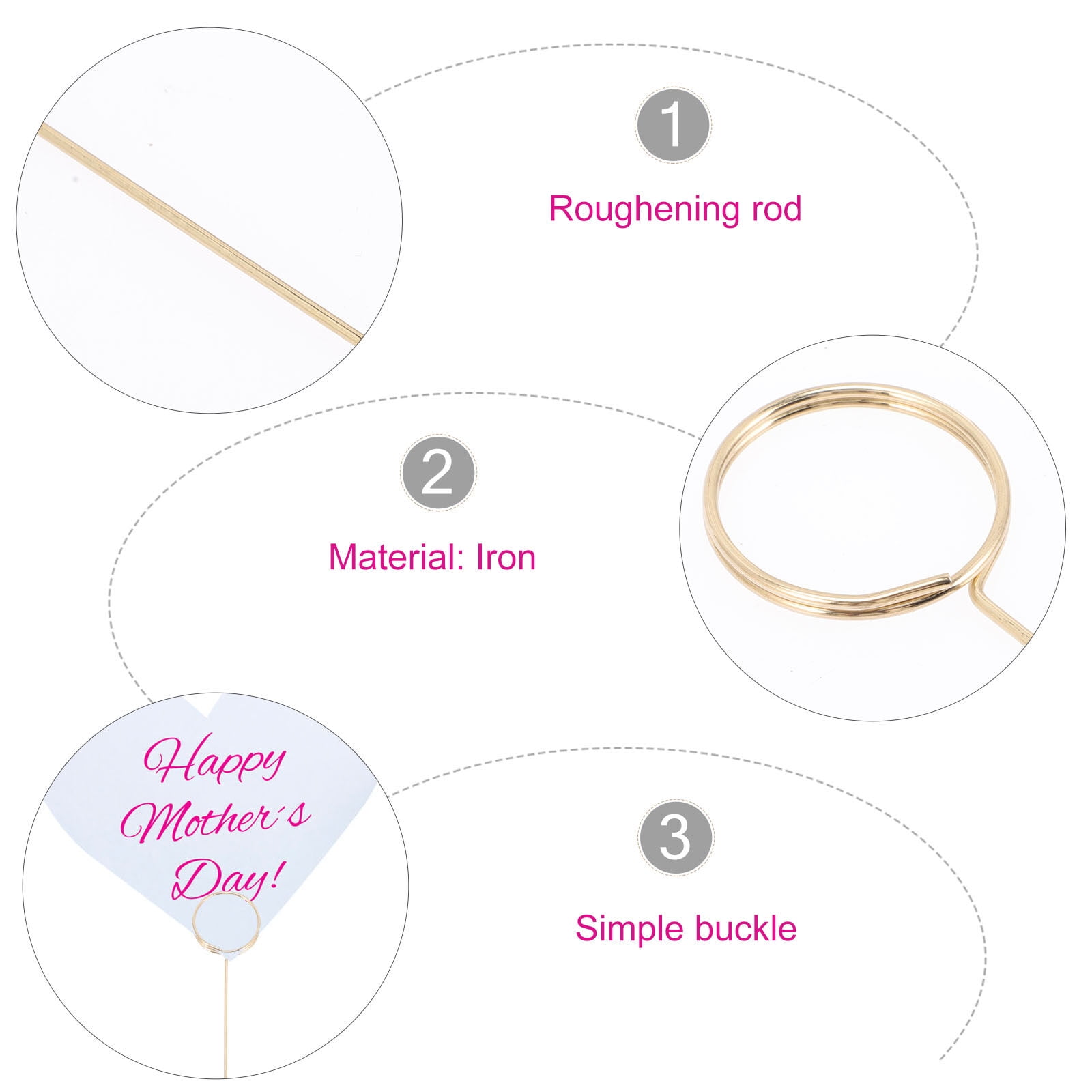 HONMEET 60Pcs Round Golden Iron Table Number Holders and Floral Picks for Stylish Party Decor