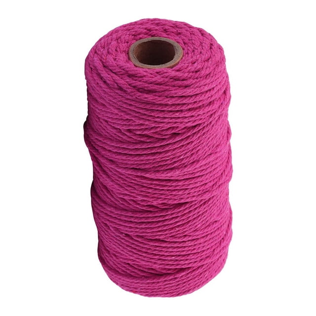 Transemion DIY Crafts Ropes Roll Cotton Rope String Multi-color Macrame 3mm Rose Red