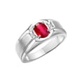 thumbnail image 3 of RYLOS Men's Rings 14K White Gold Classic 7X5MM Oval Gemstone & Diamond Designer Ring Ruby July Birthstone Rings For Men, Gold Rings Size 8, 3 of 7