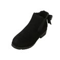thumbnail image 2 of LRGSHF Women's Ankle Boots Chunky Low Heels Booties Slip On Elastic Fall Short Boots Round Toe Solid Faux Suede Casual Booties Back Bow Decor Non-Slip Comfortable Walking Shoes, 2 of 5