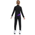thumbnail image 2 of Miutii Kids Girl's Dance Workout Zipper Jacket and Gymnastics Leggings Pant Set Figure Skating Training Suit Purple 10, 2 of 6