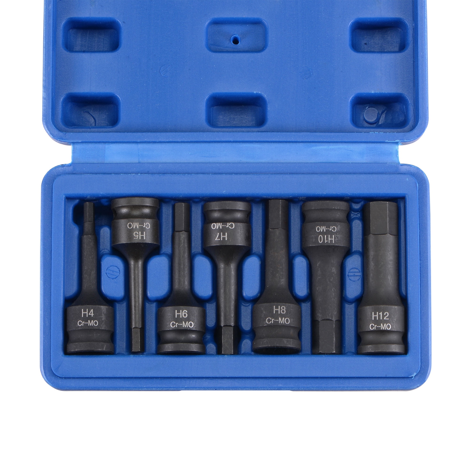 3/8-Inch Drive Impact Hex Bit Socket Set, H4 - H12, Metric 60mm Length, CR-MO, 7-Piece