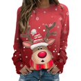 thumbnail image 1 of HNMKIU Chandail en Molleton Col Rond Femme Joyeux Noël Imprimé Col Rond Chandail Manches Longues Décontracté, 1 of 4