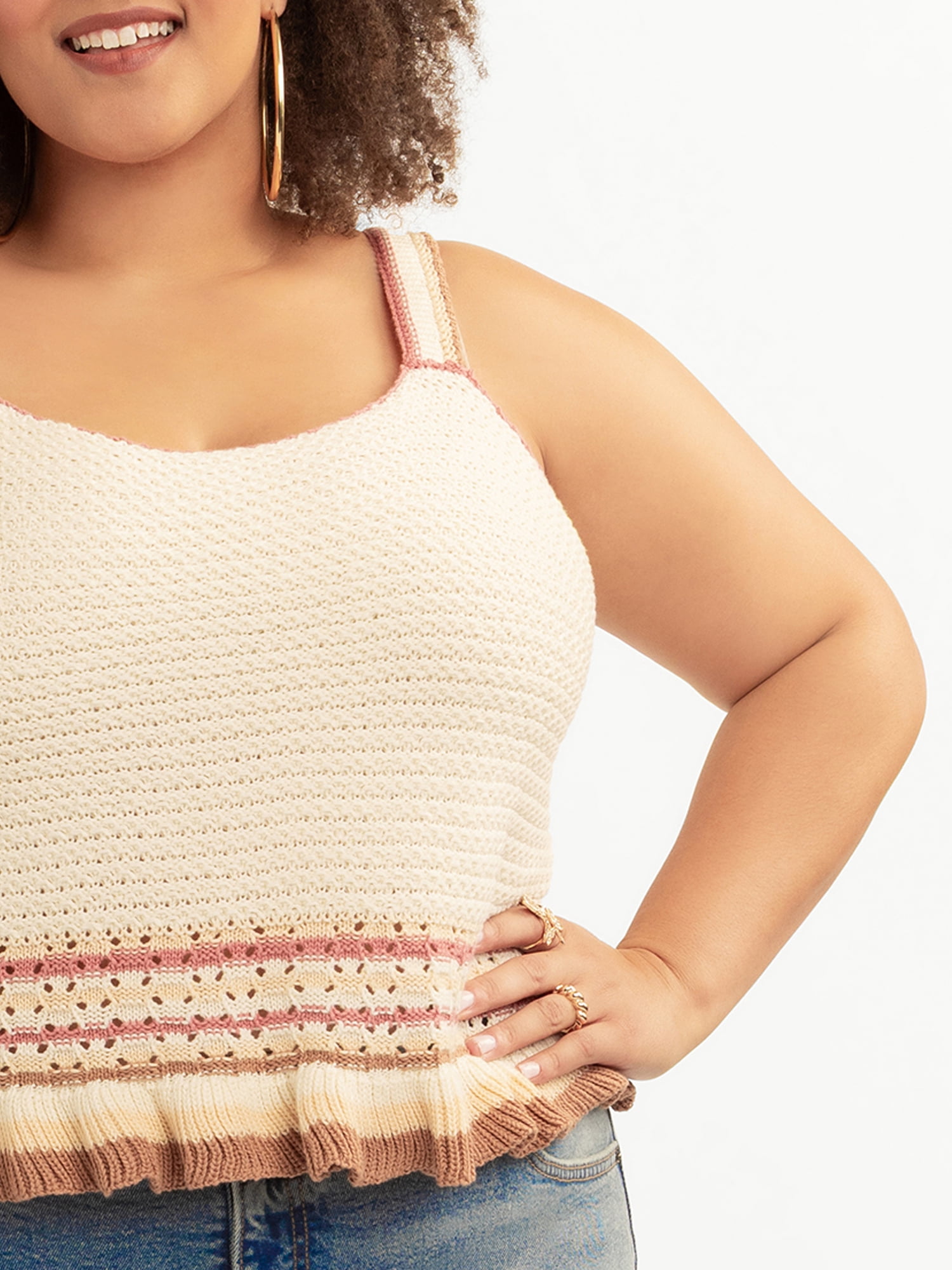 Jessica Simpson Women's and Women's Plus Saoirse Crochet Tank, Sizes XS-4X