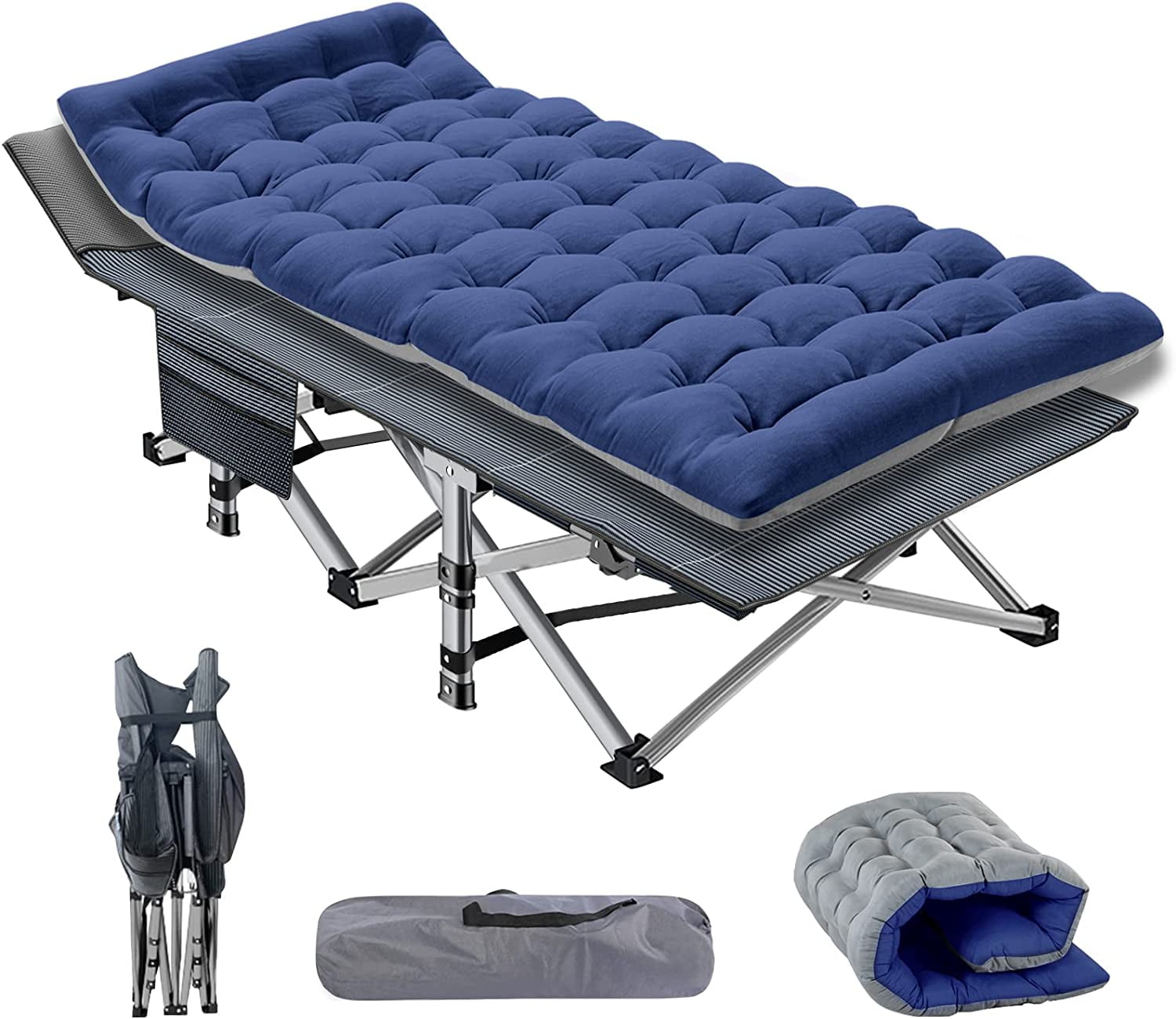 Slsy XL Folding Bed Cot with 3.3 Inch 2 Sided Mattress 75 28 Folding Sleeping Cot Guest Bed Folding Camping Cots with Carry Bag