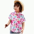 thumbnail image 3 of Xudanell Boys Shirts Floral Gentle Tops Cartoon Blouse Boys Button Down Shirt Short Sleeve for Hawaii Beach Hot Pink 12-18 Months, 3 of 7