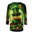 thumbnail image 5 of T-Shirt à Col Rond Imprimé de la Saint-Patrick pour Femmes, Manches Trois Quarts 3/4, Coupe Ample, 5 of 5