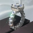 thumbnail image 2 of HeartsAndYou 5ct Princess Moissanite Ice Gatsby Cocktail Engagement Ring for Women 18k White Gold over Silver, 2 of 9