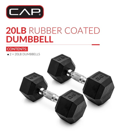 CAP Barbell, 20lb Coated Rubber Hex Dumbbell, Pair