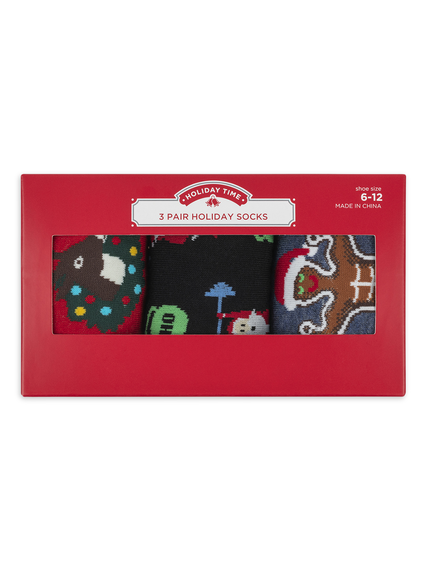 Holiday Time Men's Cotton Crew Sock Gift Box, 3-pack