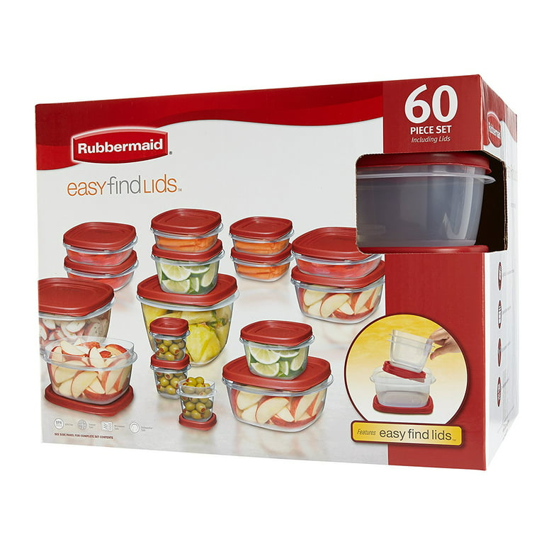 Rubbermaid 60-Piece Easy Find Lid Food Storage Container Set, Red