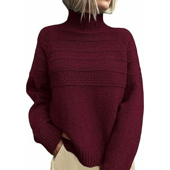PRETTYGARDEN Women's Turtleneck Sweaters Fall Chunky Knit Pullover Long Sleeve Jumper Tops Trendy Winter Clothes