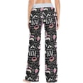 thumbnail image 4 of FREEAMG Womens Trendy Patterned Comfy Drawstring Lounge Pajama Pants High-Waist Wide Leg Sleepwear Bottom, 4 of 6