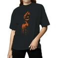 thumbnail image 2 of Flaming Pumpkin Head Illustration Women's T-shirt, 2 of 3