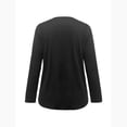 thumbnail image 4 of Cuello en V, tops plisados, camisas largas lisas, manga larga, 4 of 5