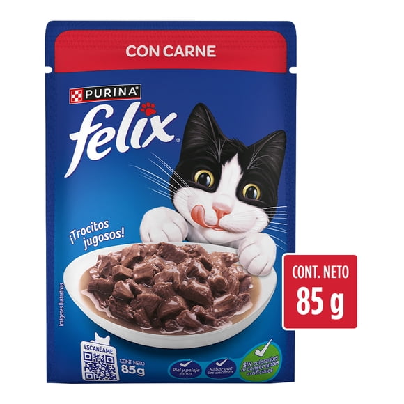 Alimento para Gato Purina Felix ¡Trocitos Jugosos! Carne 85 g