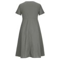 thumbnail image 5 of CHOK Robe d'Été Décontractée pour Femmes en Coton et Lin, Robe Midi Boutonnée avec Poches, Col en V, Manches Courtes, Grande Taille (3TG Bleu Clair), 5 of 5