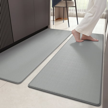pabube kitchen rug and mat kitchen mat anti fatigue  non slips kitchen floor mat  kitchen rug or mat washable  17 x 59 +17 x 59   gray