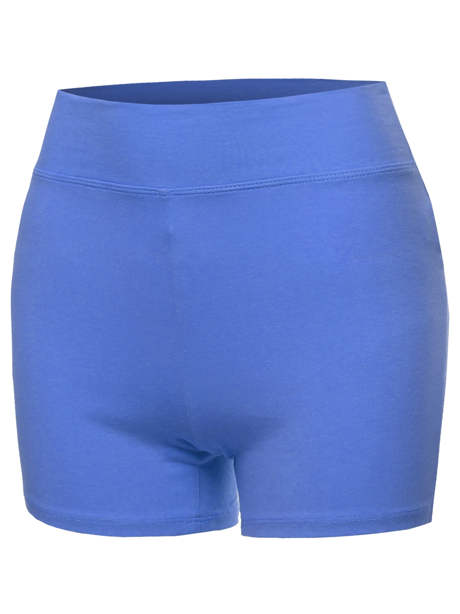 A2Y Women's Basic Solid Premium Cotton High Rise Bike Shorts Blue Mist ...