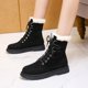 thumbnail image 2 of NECHOLOGY Botas Mujer Adulto Femenino Zapatos Botines de mujer Zapatos de mujer Botas cálidas de suela gruesa Botas de longitud media cálidas de terciopelo informales y de moda (Black, 6.5), 2 of 6