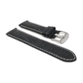 thumbnail image 3 of 24mm Mens' Alligator Style Leather Watch Strap Band, White Stitching, Stainless Steel Buckle, 3 of 7