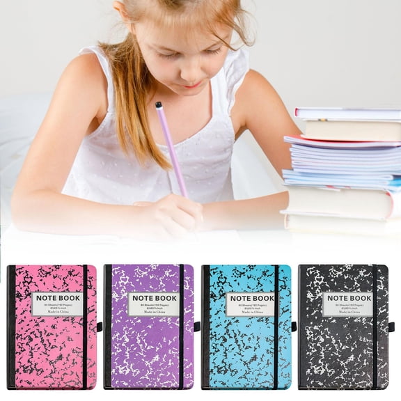 CoreLiving Wide Ruled Composition Notebooks, Colored Marble Covers with Black Base, 192 Pages Each, Bulk Notebooks for Work Journaling & Office Writing Pads, 1 Pack