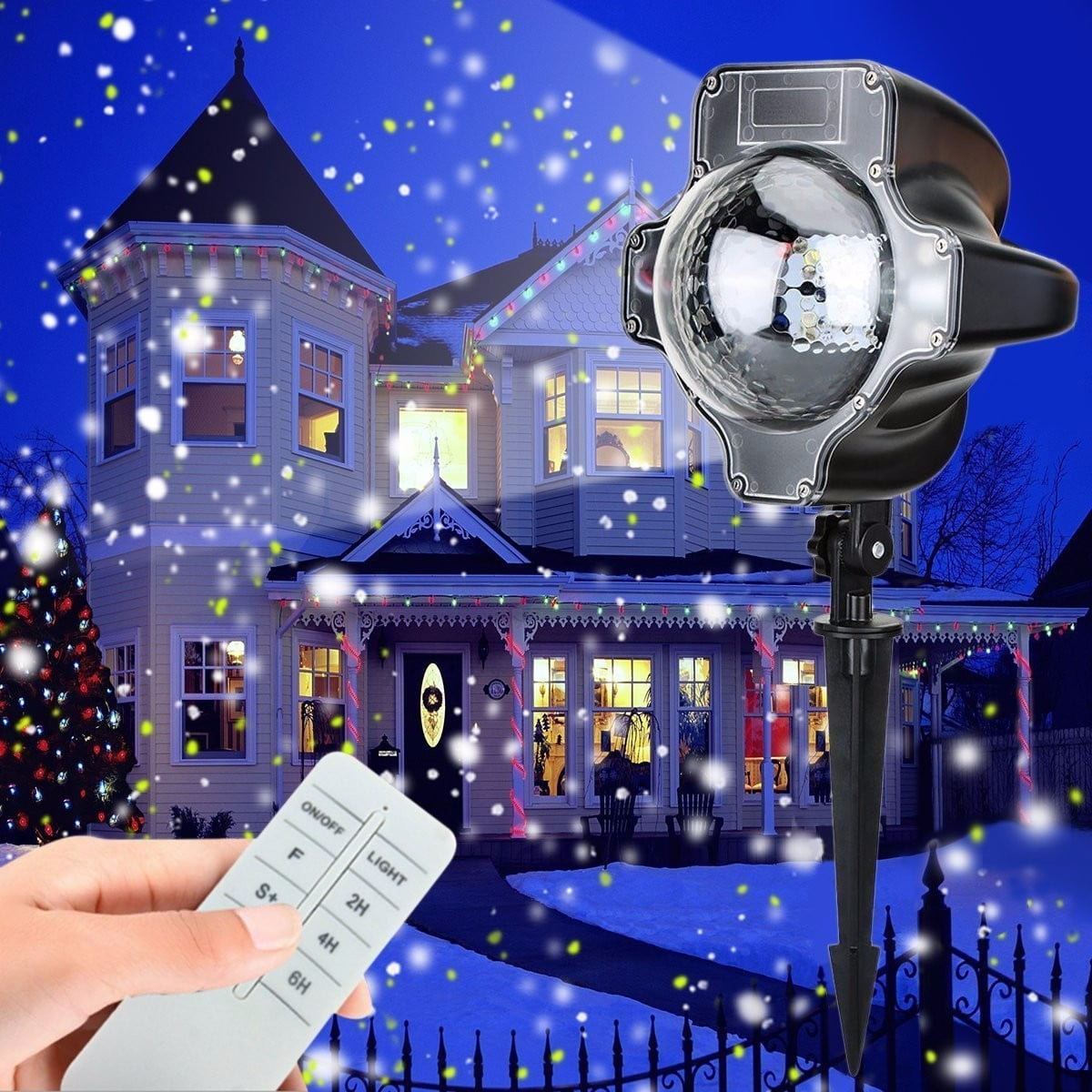 Christmas Moving LED Snowflake Lights Projector Landscape Star Laser Spotlight