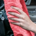 thumbnail image 2 of FH Group Cozy Soft Fluffy Fuzzy Universal Fit  14.5"-15.5" Plush Doe16 Faux Fur Steering Wheel Cover for Car, SUV, Van, Truck - Pink, 2 of 6