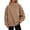 Coffee, variant on Womens Sweatshirt Long Sleeve Turtleneck Solid Color Waffle Loose Casual Pullover Top Grey S