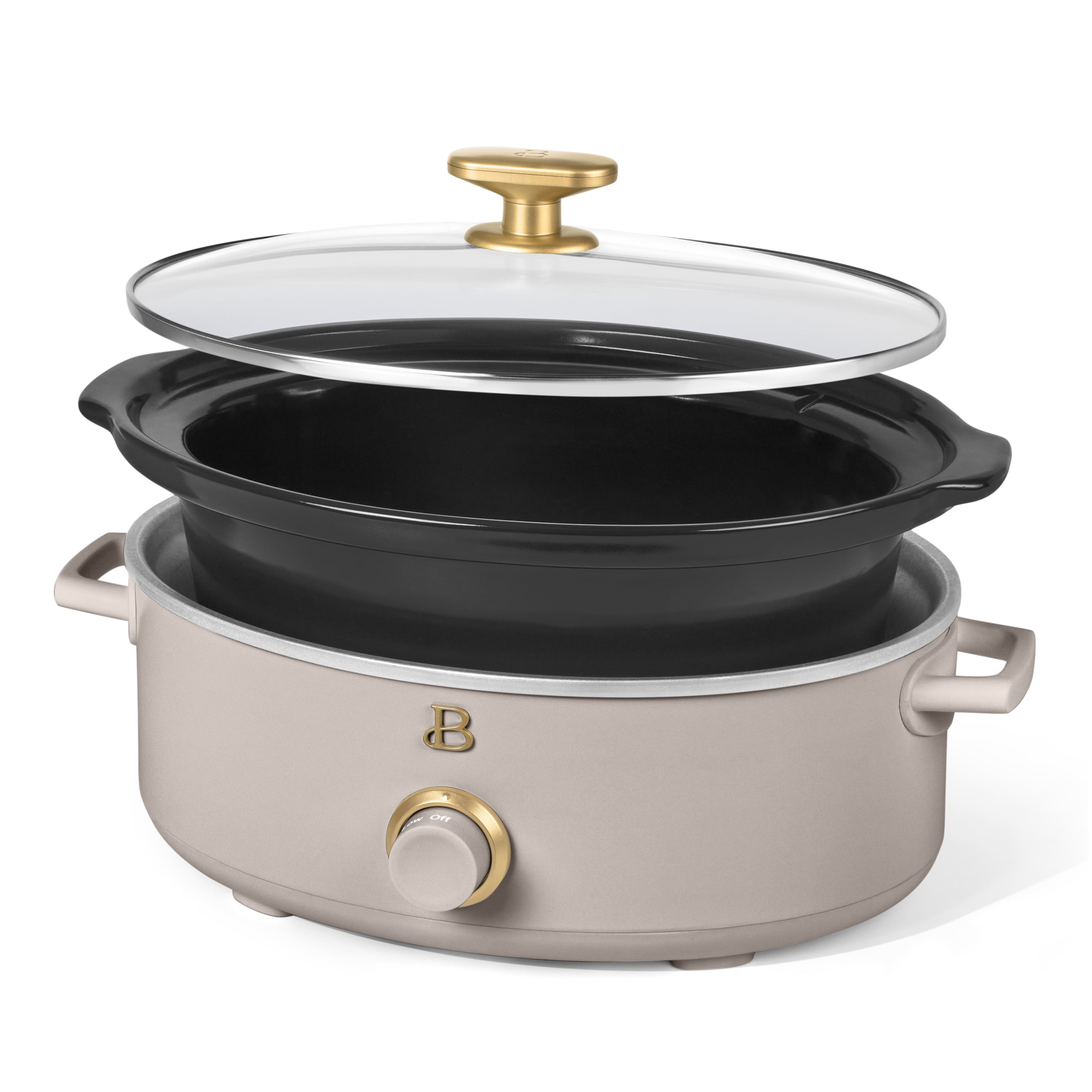 Beautiful 2.5 Qt Dip and Serve Manual Slow Cooker, Porcini Taupe by Drew Barrymore