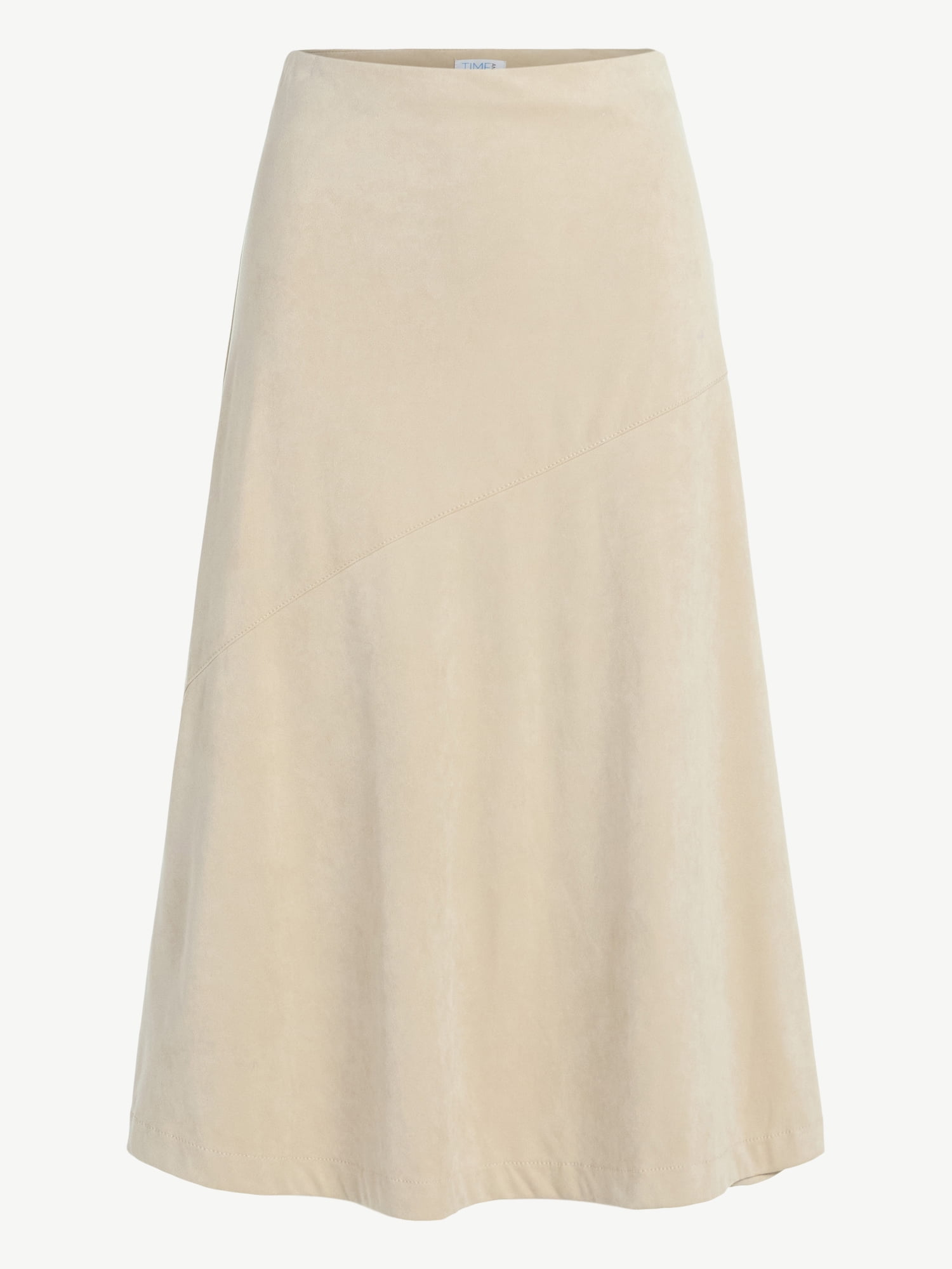 Time and Tru Women's Faux Suede Midi Skirt, 31" Length, Sizes 0-18