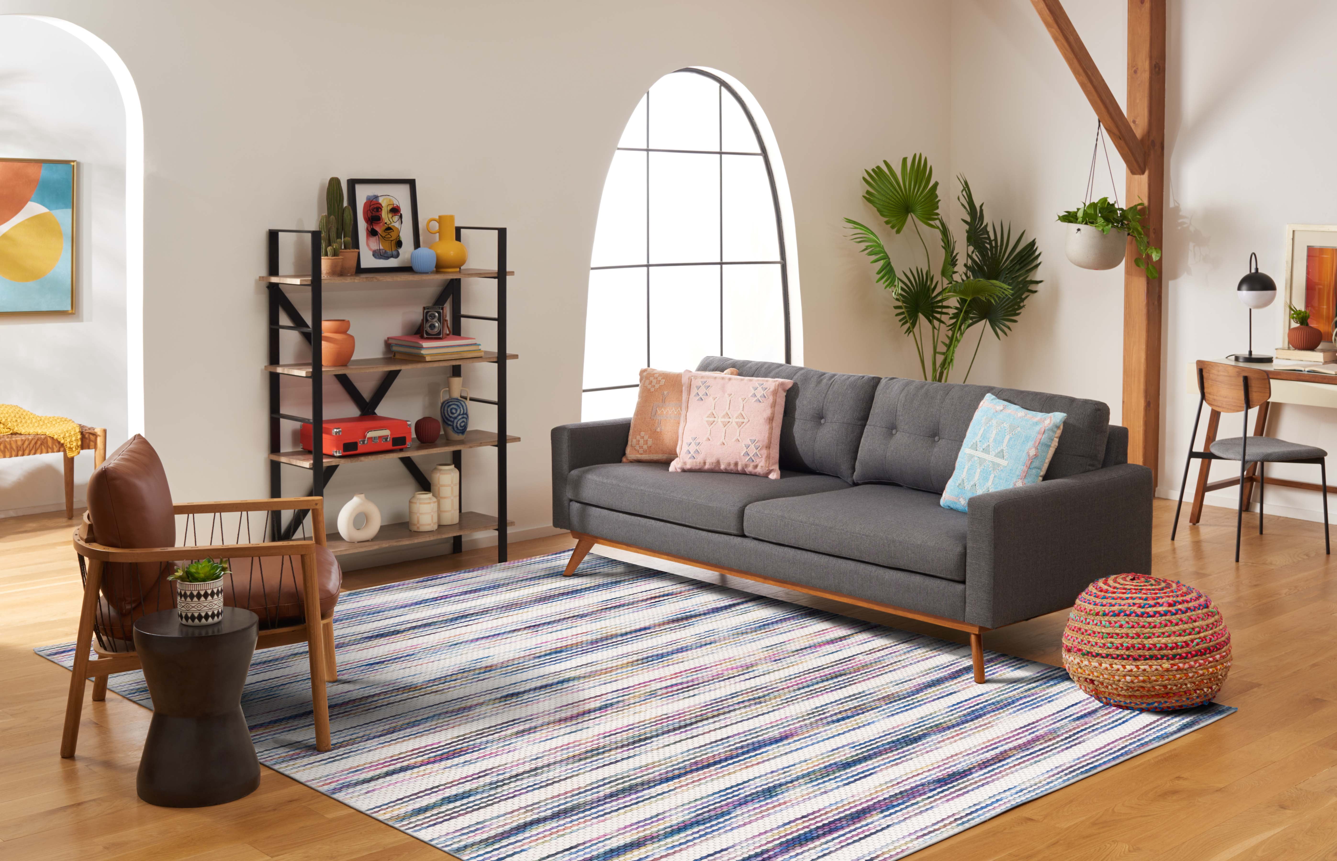 SAFAVIEH Marbella Roland Striped Area Rug, Ivory/Blue, 3' x 5'