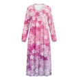 thumbnail image 5 of Tutolipy Cherry Blossom Printed Women Nightgowns V Neck Sleepwear Long Sleeve Nightshirts Breathable Loungewear for Home, 2XL, 5 of 7