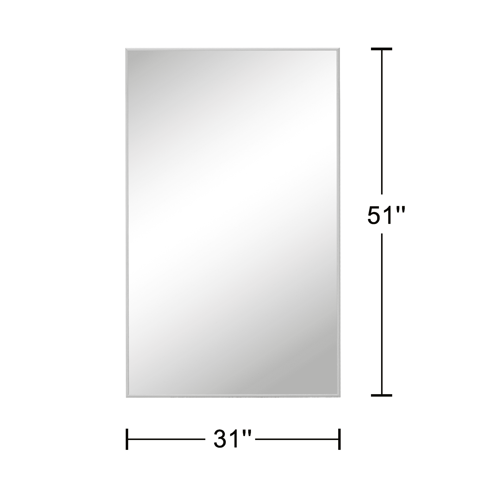MAYEERTY 52"×32" Silver Aluminum Slim-Frame Rectangular Full-Length Mirror No Stand, Space-Saving for Bedroom