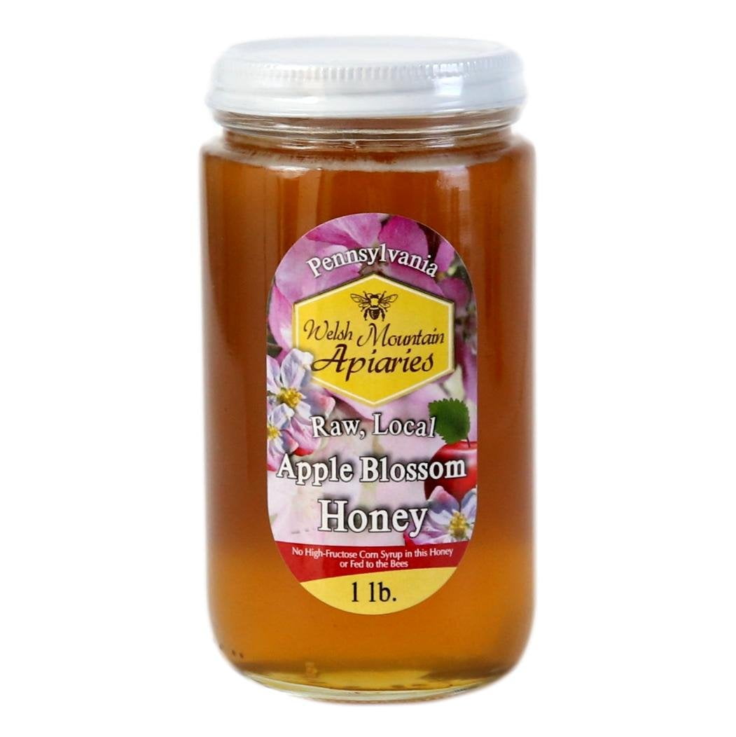 Pennsylvania Apple Blossom Honey by Welsh Mountain Apiaries, Raw and Unfiltered, 16 Ounce Jar