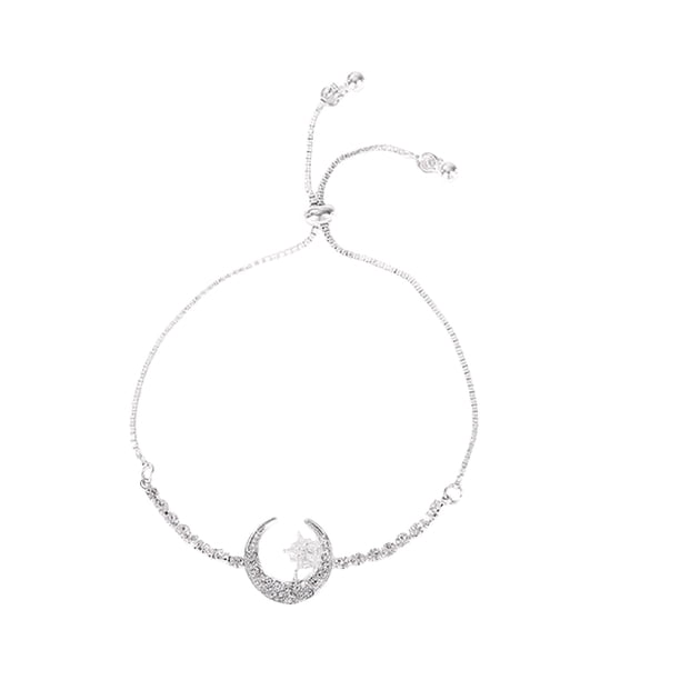 Oro plateado colorido Star Moon pulsera llena de pétalos Star Moon Rhinestone pulsera de ajuste Zirconia pulseras para las mujeres