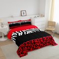 thumbnail image 3 of Erosebridal Red Leopard Print Bedding King Comforter Set, Geometric Down Comforter, Zebra Decoration, Ultra Soft 3 Pieces, 3 of 7