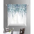 thumbnail image 3 of Teal Blue Eucalyptus Leaves Swag Valances for Windows, Spring Floral Summer Botanical Rod Pocket Sheer Valances for Windows, Swag Toppers Light Filtering for Kitchen Living Room 2 Panels 36''x63'', 3 of 4
