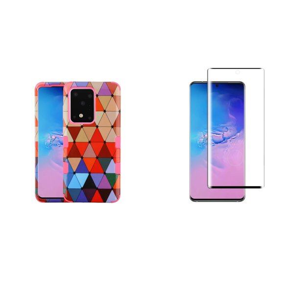 TUFF [Dual Series] Samsung Galaxy S20, 6.2 inch Phone Case: Military Grade (MIL-STD 810G-516.6) Rugged Slim Cover with Tempered Glass Screen Protector and Atom Wipe - Triangles